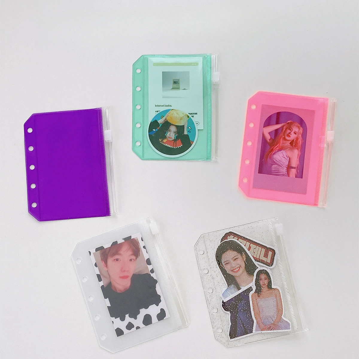 Carpeta colorida M5 con bolsillos, carpetas con cremallera para cuaderno de 6 anillas, bolsa impermeable para archivar documentos de hojas de Pvc