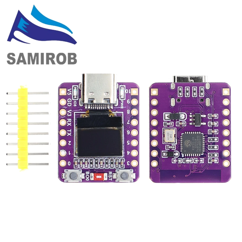 SAMIROE ESP32-C3 OLED-Entwicklungsboard, Keramikantenne, ESP32 Supermini-Entwicklungsboard, WLAN, Bluetooth, 0,42 Zoll Bildschirm