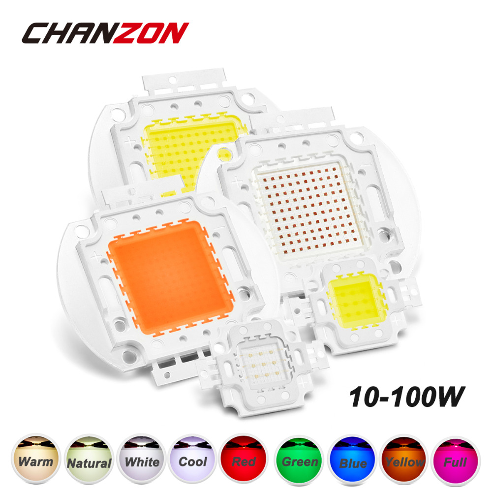 CHANZON 1pc High Power LED Chip 10W 20W 30W 50W 100W Warm Natürlich Kalt Weiß Rot grün Blau Gelb RGB 440NM 660NM Voll Spektrum