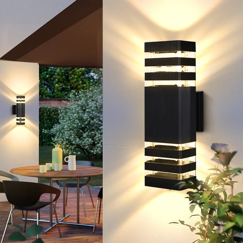 Luces LED de pared para exteriores E27 aplique de pared Exterior arriba abajo IP65 lámpara de aplique Led impermeable para porche puerta delantera lámpara de pared de jardín