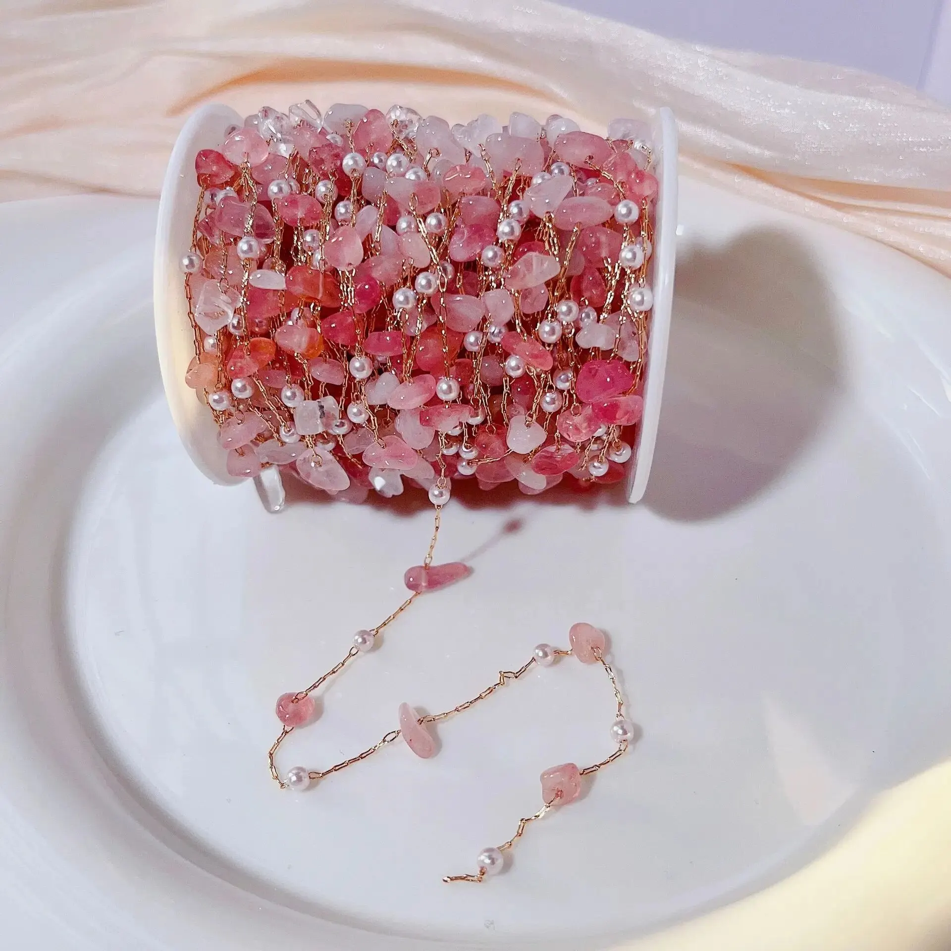 1 Meter/Los Unregelmäßige Steinperlen Kupferkette mit 4 mm Perlen Perlen Links für DIY Schmuck Halskette Armband Anhänger Zubehör