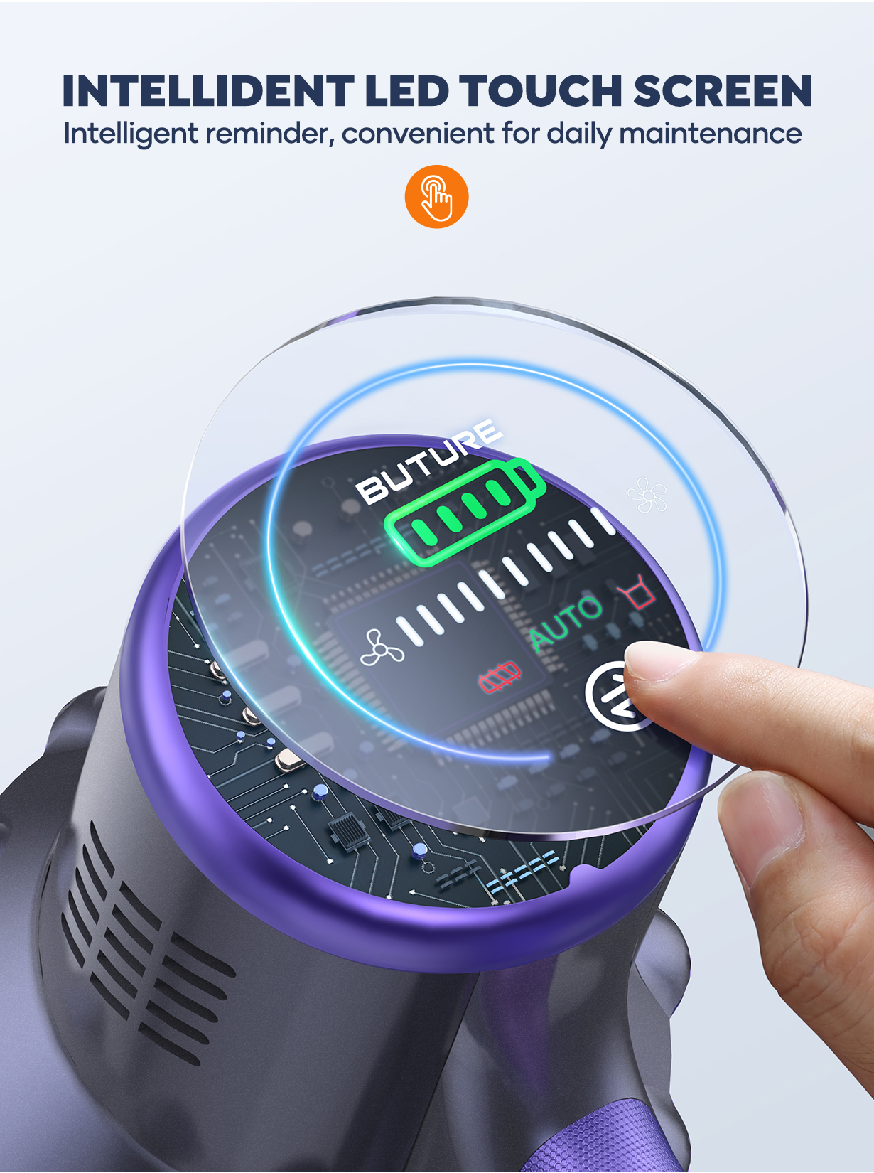 BUTURE 48Kpa 500W VC70Handheld Draadloze Stofzuiger Automatisch Aanpassen Zuigkracht 1.5L Stofbeker voor Dierenhaar/Tapijt/Harde Vloer