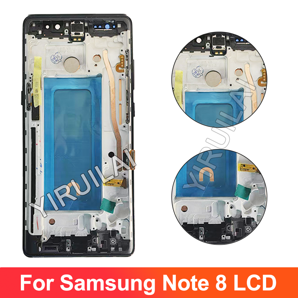 Pantalla TFT probada para Samsung Galaxy Note 8 N950 N950F N9500, montaje de digitalizador con pantalla táctil LCD, piezas de repuesto con marco