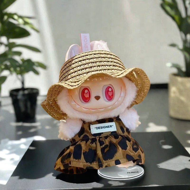 Мини-кукольная одежда, аксессуары для корейки Kpop 15-17 см Labubu V1 V2 и 10 см хлопковое платье с леопардовым принтом, одежда