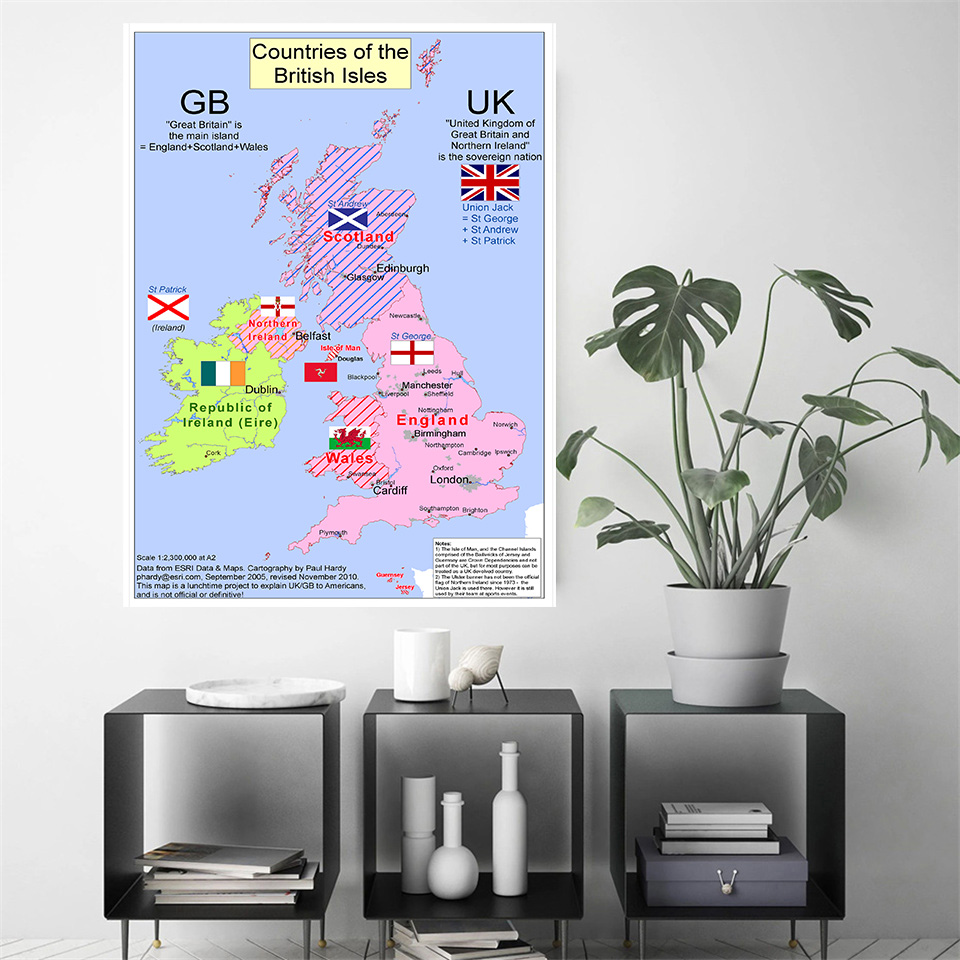 빈티지 캔버스 그림 장식 벽 아트 포스터, 영국 지도, 거실 홈 장식, 학교 용품, 여행 선물, 42x59cm