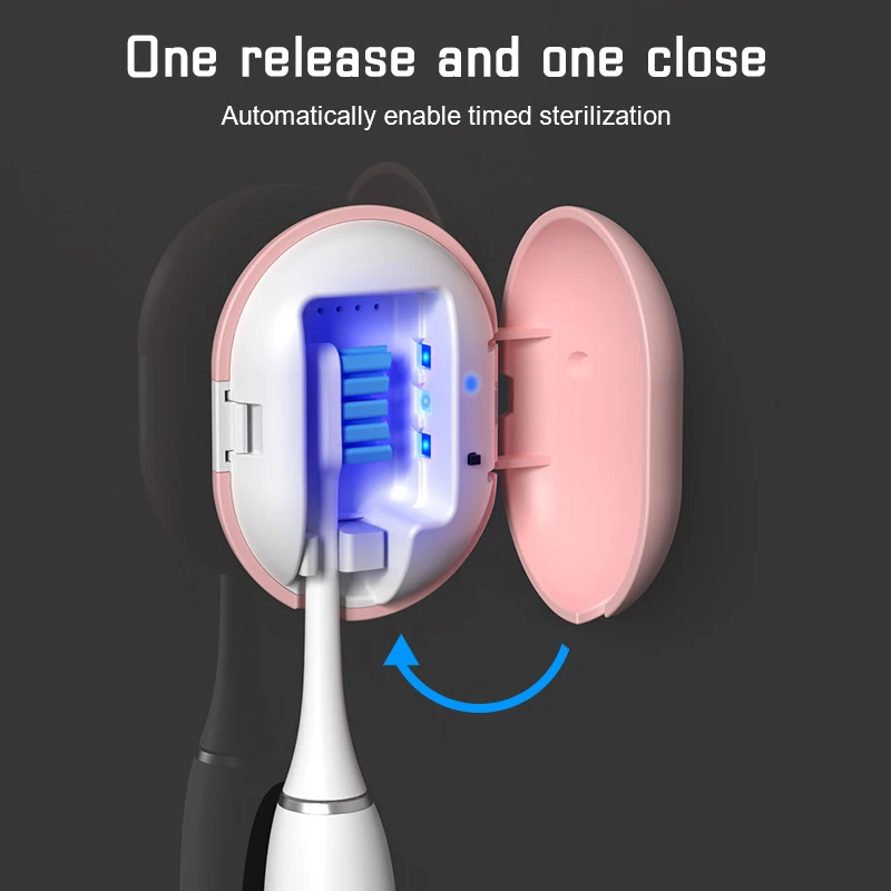 UV 칫솔 헤드 소독 상자 건조 상자 살균기, 펀칭 없음, USB 충전식 휴대용 칫솔 거치대