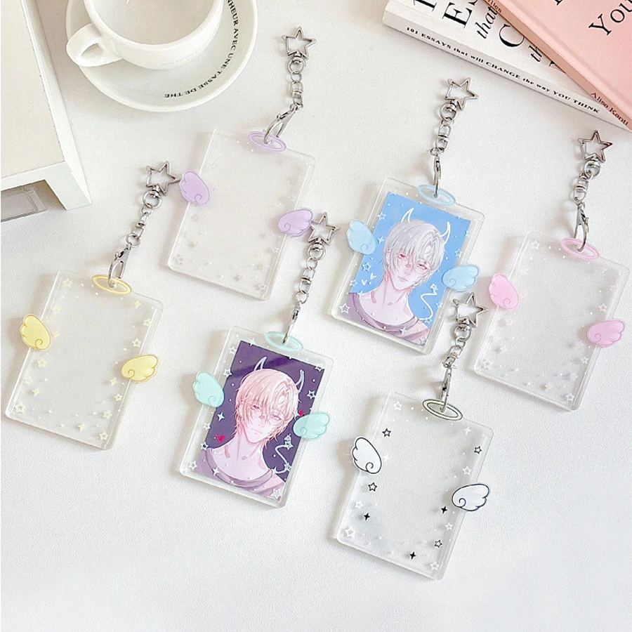 K-POPカードホルダーキーホルダー スリーブ クリアアクリルバッジIDホルダー アイドル K-POPアルバムバインダー フォトフレーム