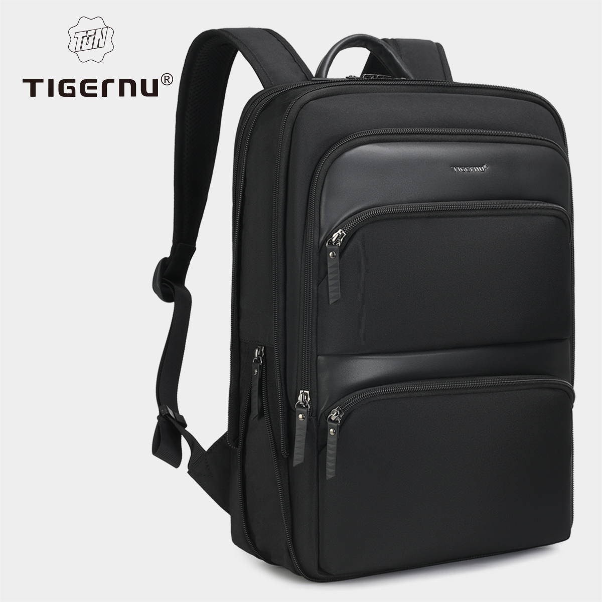 Mochila expandible Tigernu, bolsos finos para hombre, mochila de viaje impermeable para hombre, mochila para ordenador portátil de 15,6 pulgadas, mochila