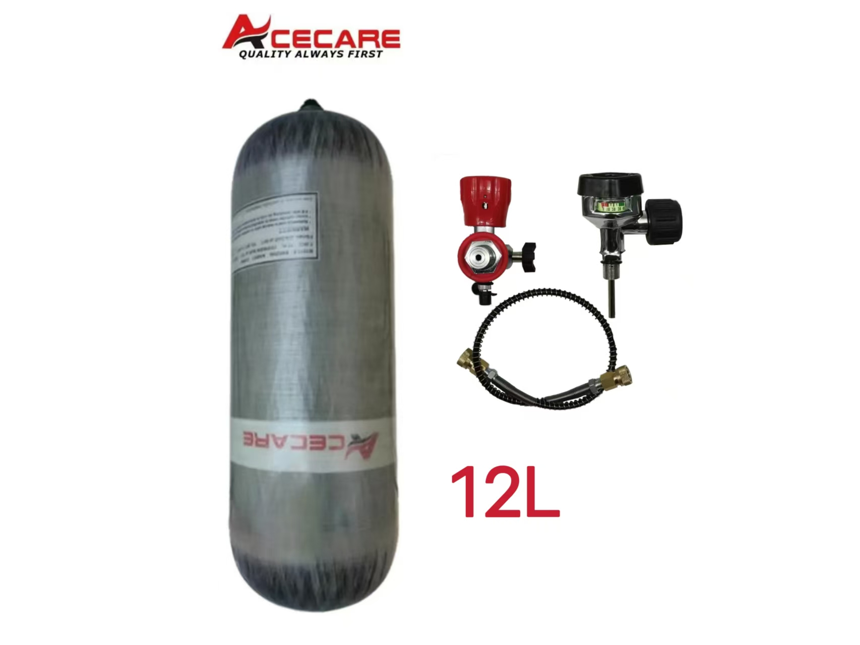ACECARE 4500PSI 12L Carbon Fiber Cylinder  High Pressure Large Capacity Diving Cylinder With Valve & Filing Station Scuba Diving