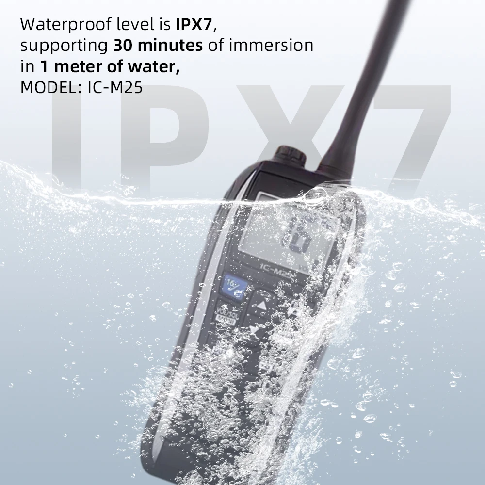 IC-M25 5W tragbares Marine-Radio VHF Handheld LCD leicht wasserdicht