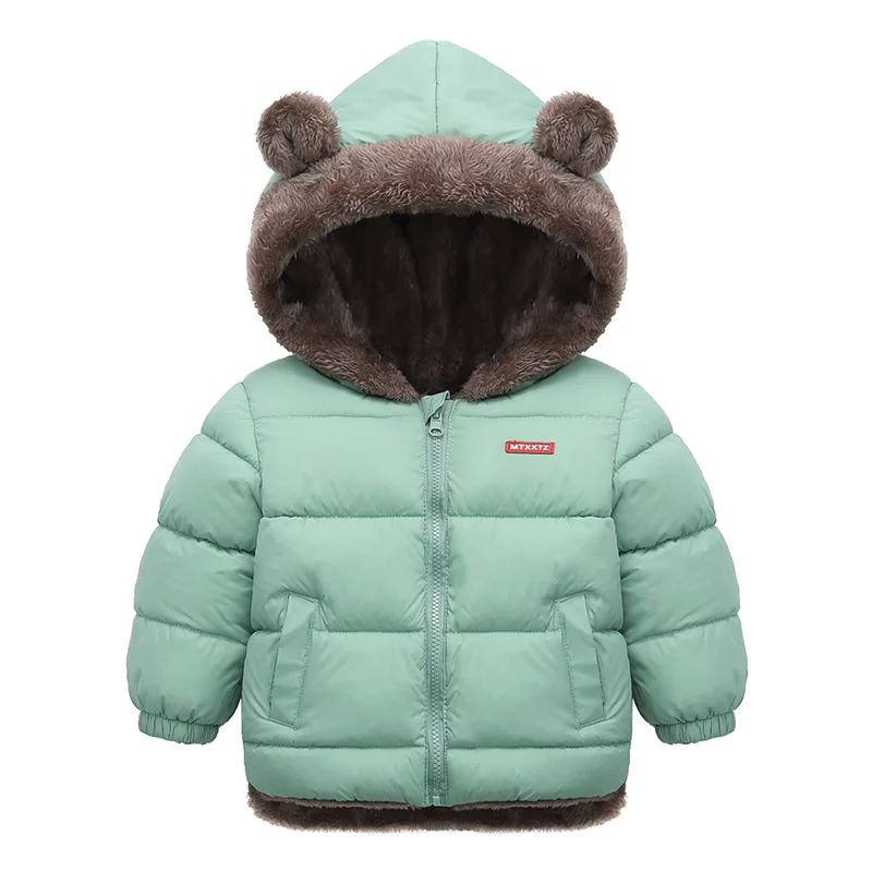 Bebê meninos meninas jaqueta com capuz algodão outerwear crianças grosso casaco de lã cashmere acolchoado jaquetas inverno meninos meninas casacos quentes