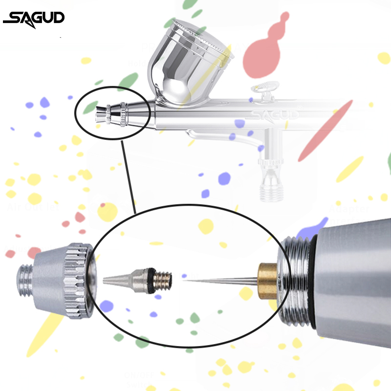 Kit d'accessoires pour outils de remplacement d'aérographe, buse et aiguille de 0.2/0.3/0.5mm pour de nombreux Types de pièces de rechange pour aérographe
