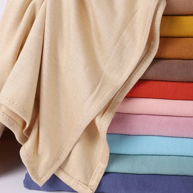 75*175CM fácil de usar Jersey Hijab bufanda Color sólido Modal instantáneo hendidura Hijab fino suave protector solar jersey envoltura para la cabeza para mujeres