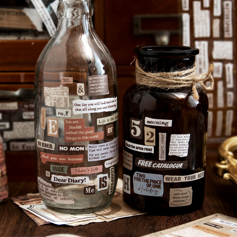 Yoofun 5x200cm Zeit Collage Haustier Klebeband Aufkleber dekorative Scrap booking Collage Junk Journal Retro Masking Tape Briefpapier