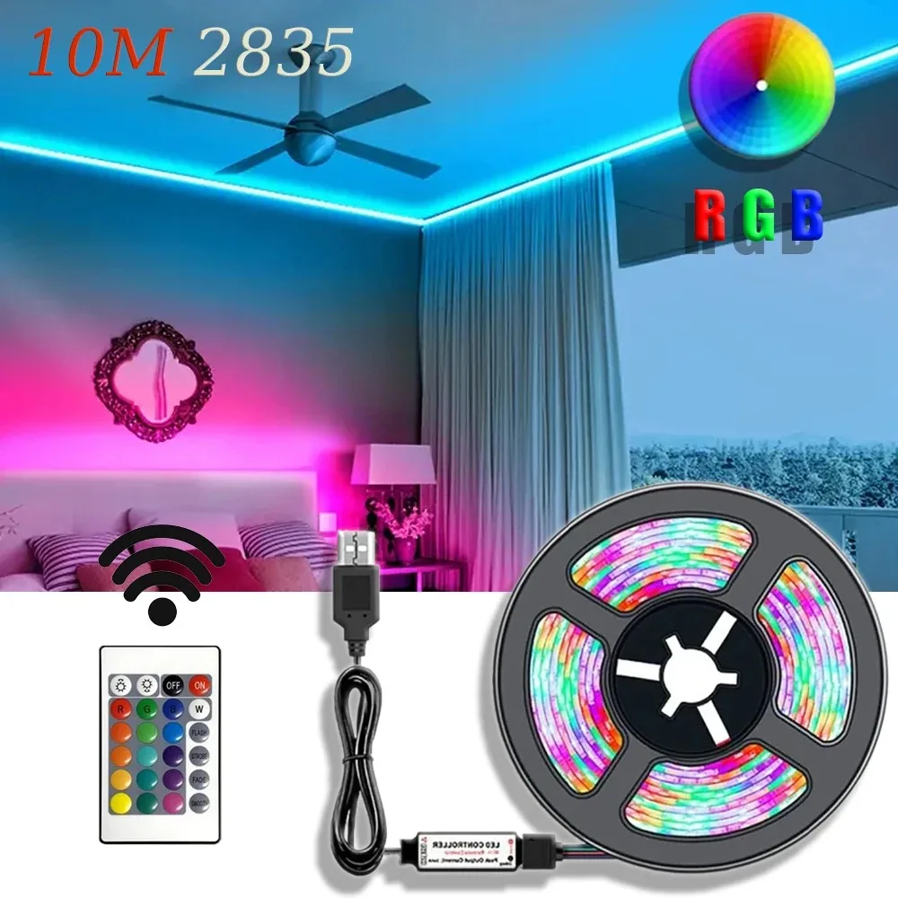 2835 10M 45Leds/M Led Lampjes Strip 24 Key Ir Afstandsbediening Diy Backlight Tv Licht Riem Flexibele Kast Licht Voor Interieur