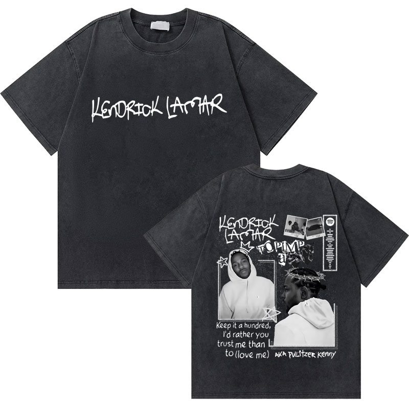 洗浄ヴィンテージラッパーケンドリック・ラマーグッドキッドマネーツリー Tシャツ男性ヒップホップレトロ特大 Tシャツ男性ファッショントレンド Tシャツ