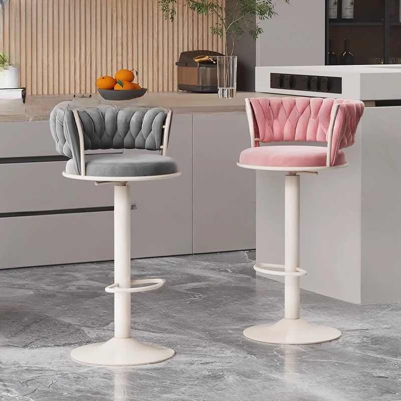 Bar Chair Rotating Lifting Light Luxury Backrest High-quality Front Desk Cashier Household Round High Stool