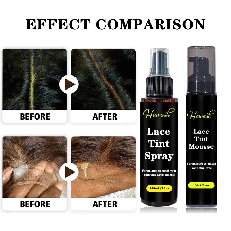 Lace Tint Mousse Waterproof For Lace Front Wigs Light/Medium/Dark Wig Knots Healer Quick Dry Wig Grids Concealer Tint Spray