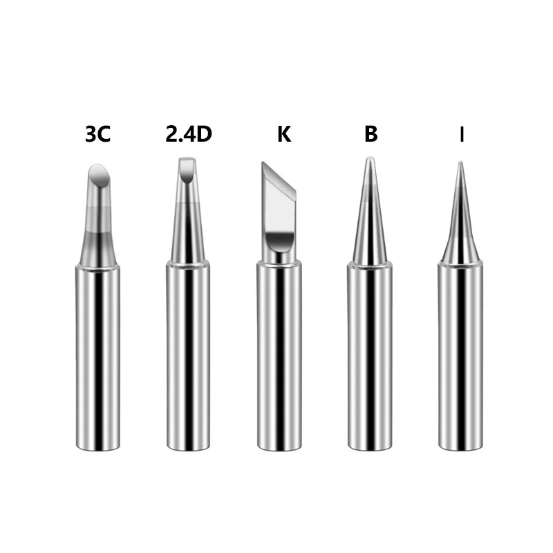 5Pcs 순수 구리 납땜 인두 팁 세트 I + B + K + 2.4D + 3C DIY 공예 및 전자 수리를위한 전기 뜨거운 베어 구리 헤드 900M