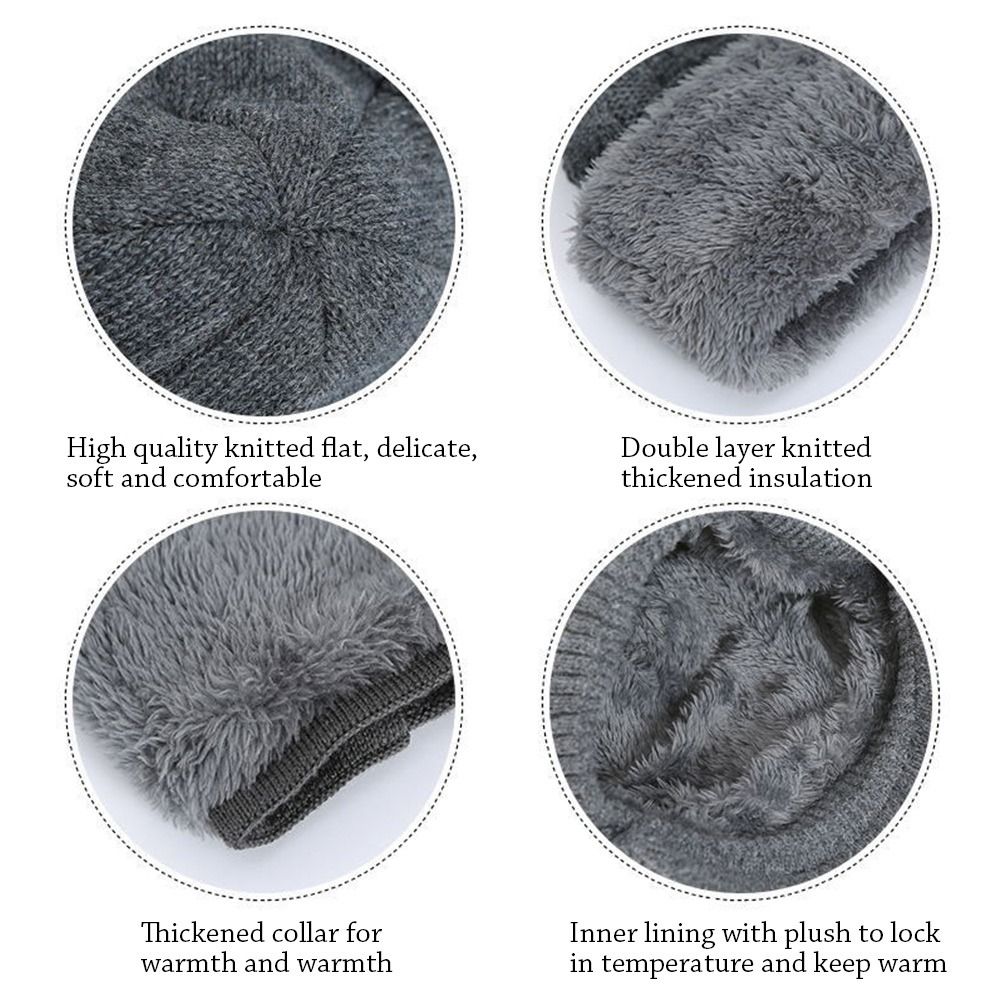 One-piece Winter Thermal Beanie Hat Scarf Fleece Warm Neck Scarf Cap Windproof Soft Knitted Hat Outdoor Accessories