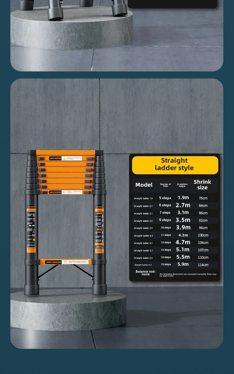 Escalera recta multifuncional moderna de aleación de aluminio, escalera plegable telescópica para el hogar, junta en espiga para ingeniería