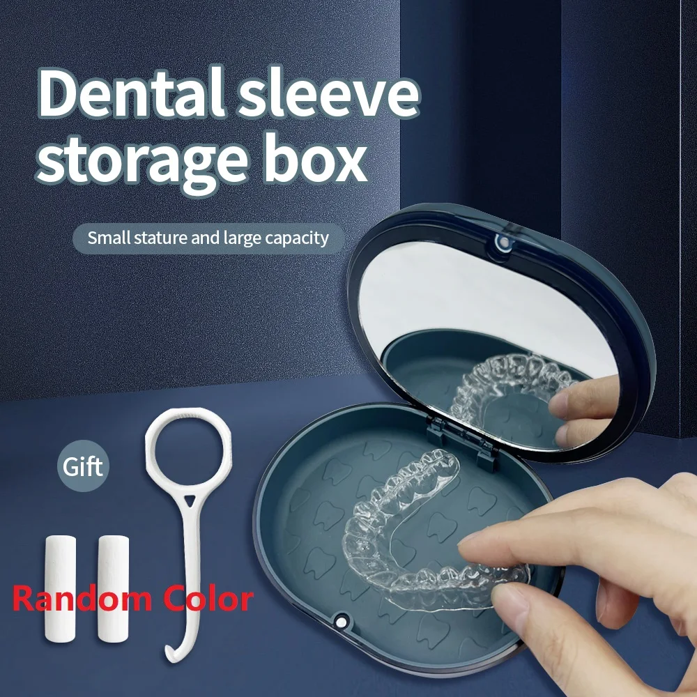 2 Layers Retainer Case Orthodontic Storage Box With Mirror Invisible Removable Braces Remover Aligner Chewies Silicone Stick