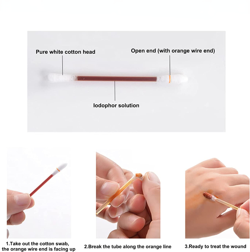 Hisopos de yodo desechables para exteriores, bastoncillos de algodón médicos empaquetados individualmente, hisopos de Alcohol de algodón