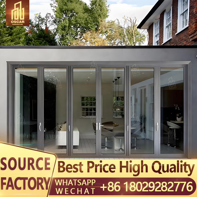 customized Aluminum Alloy Double Tempered Glass Sliding Door Balcony Courtyard avoid Hurricane impact Sliding Door for sale