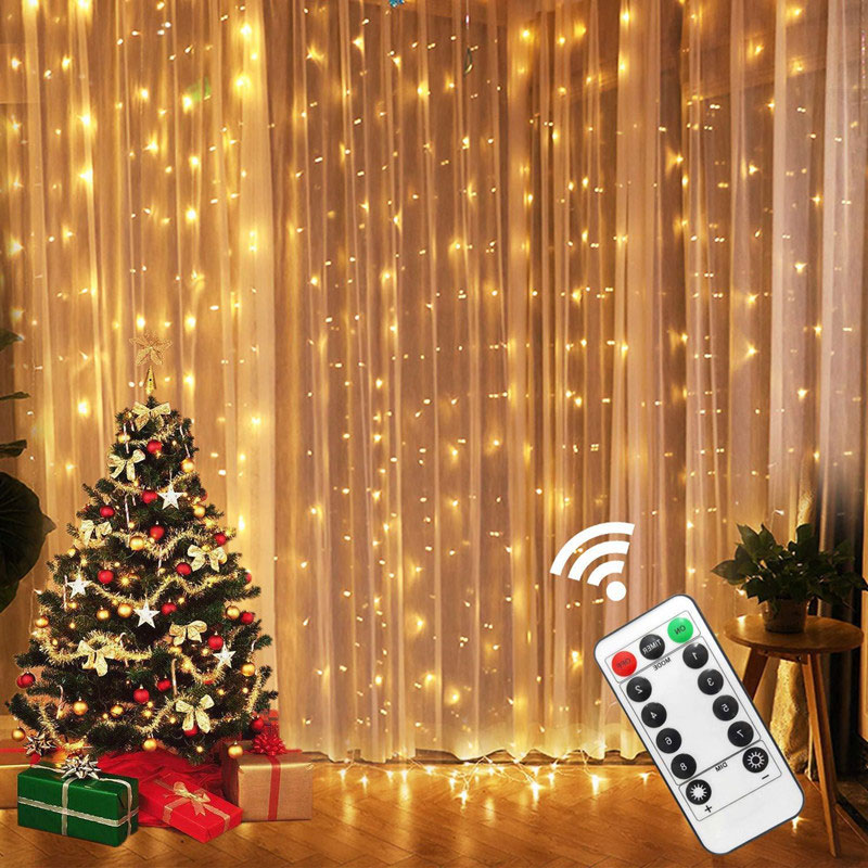 3x3/4x3/6x3m LED Curtain String Lights Christmas Garland Fairy Light Festoon Led Light Wedding Home Bedroom Decoration Lighting