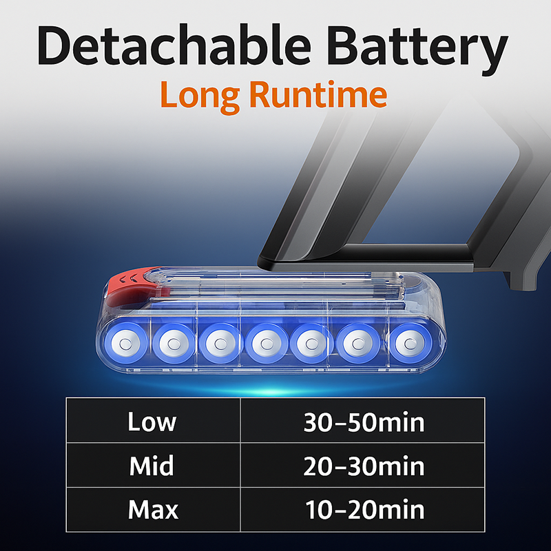 MPQU 550W Cordless Stick Handheld Vacuum Cleaner 50kPa Strong Suction Detachable Battery Touchscreen HEPA Filter Electric Broom