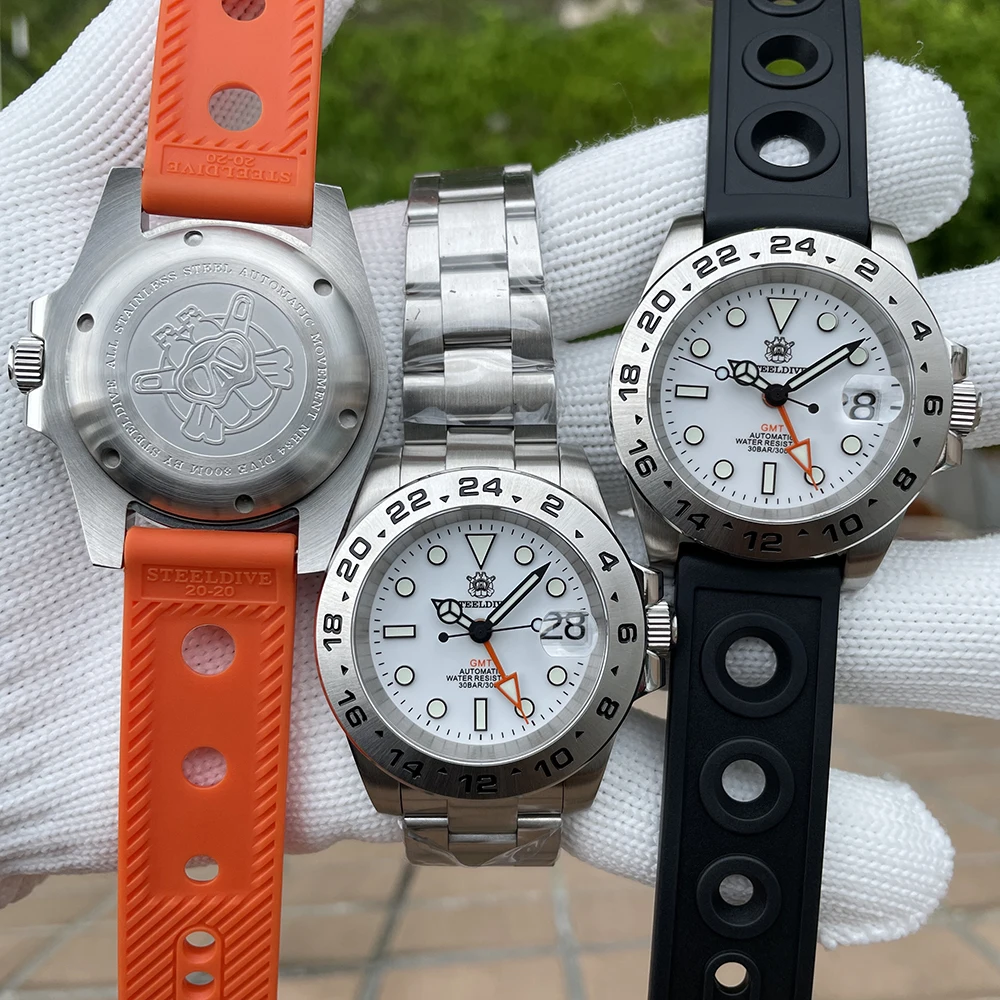 STEELDIVE oficial GMT SD1992 relojes de moda bisel de acero 4 punteros movimiento NH34 superluminoso buceo 300M reloj impermeable