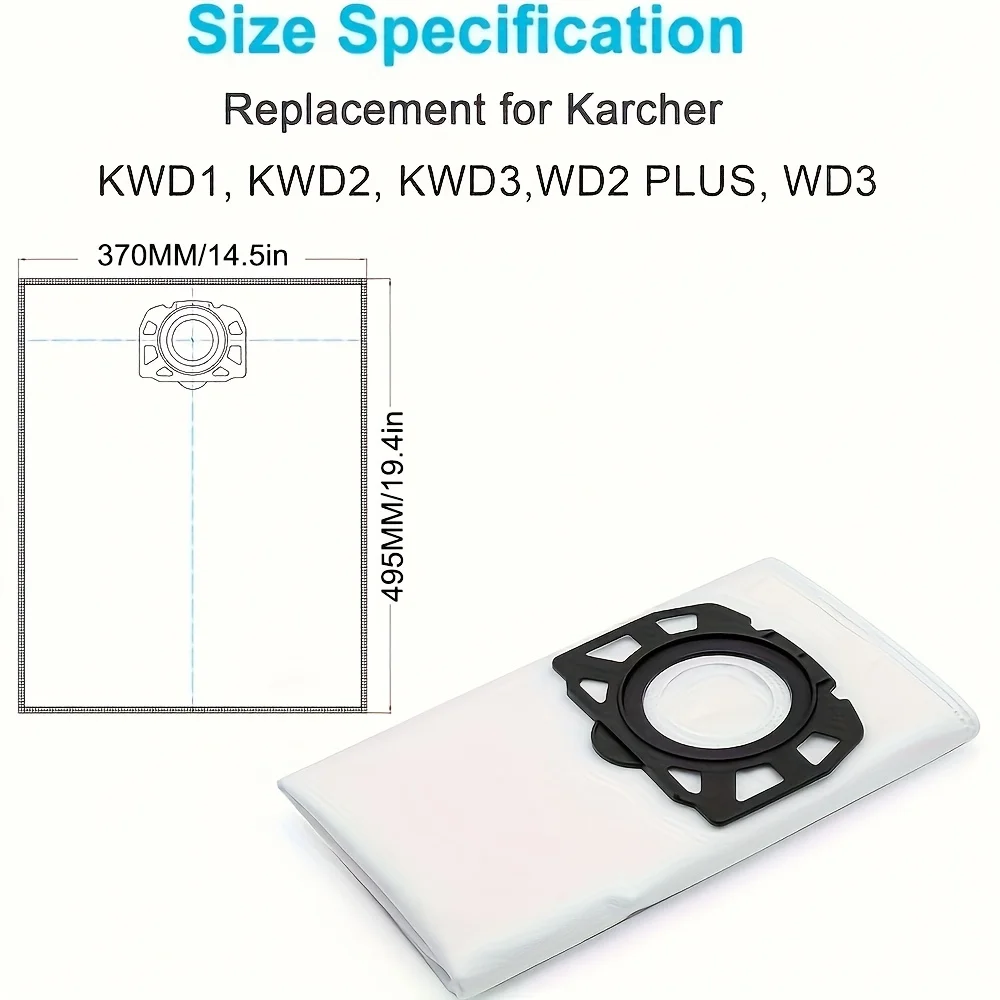 5 pz Sacchetti Per La Polvere Per Karcher 2.863-314.0 KFI 357 KA 40 WD2 Plus WD3 SE4002 Robot Aspirapolvere Accessori di Ricambio