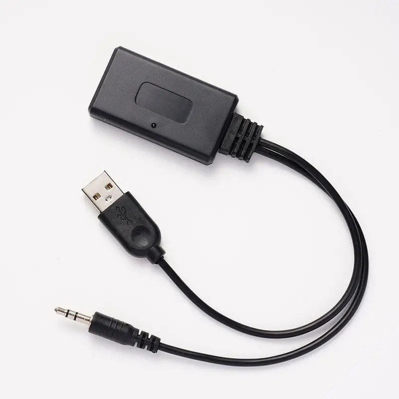 Bluetooth 5.3 auto-adapter draadloze audio-ontvanger met USB-oplader en 3,5 mm Aux-aansluiting handsfree bellen muziekspeler voor in de auto