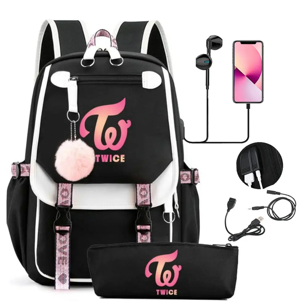 Borsa per libri con ricarica USB due volte di grande capacità Borsa da viaggio Mochila Sana Momo Zaini Collezione di fan regalo