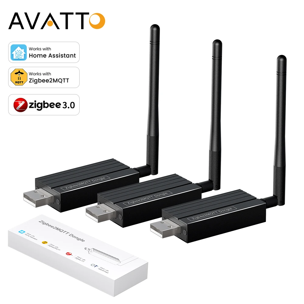 AVATTO Zigbee 3,0 USB Dongle Plus Universal Zigbee inalámbrico Hub de enlace compatible con asistente doméstico Zigbee2MQTT, Raspbian Ubuntu Macos
