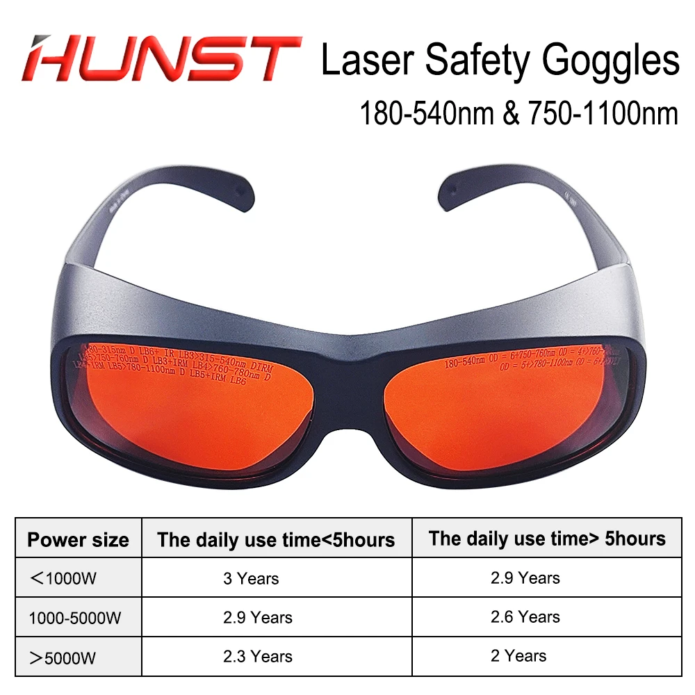 HUNST OD6+ Occhiali di sicurezza laser in fibra verde UV Occhiali protettivi con lunghezza d'onda 355 e 532 e 1064 nm Occhiali protettivi.