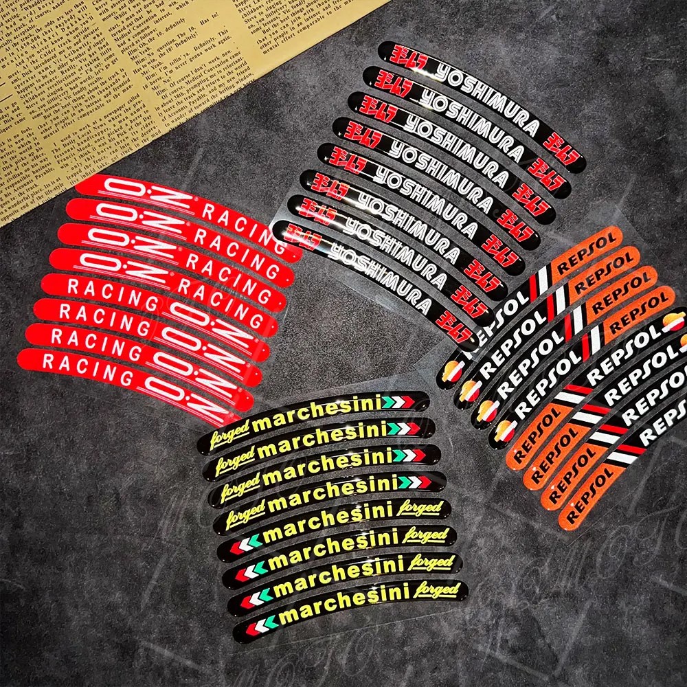 3D Gel Motorcycle Wheel Hub Sticker Decal Reflective Rim Stripe Tape For REPSOL Benelli GSXR Ducati Marchesini OZ