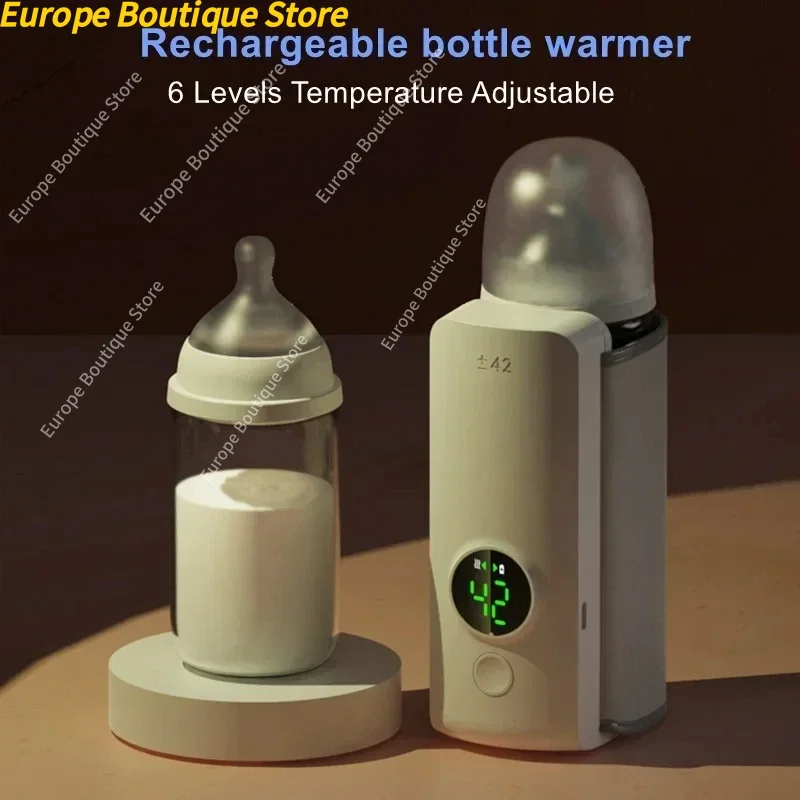 Oplaadbare babyflessenwarmer 6 niveaus temperatuuraanpassing met temperatuurweergave Borstwarmer Mouw Voedingsaccessoires