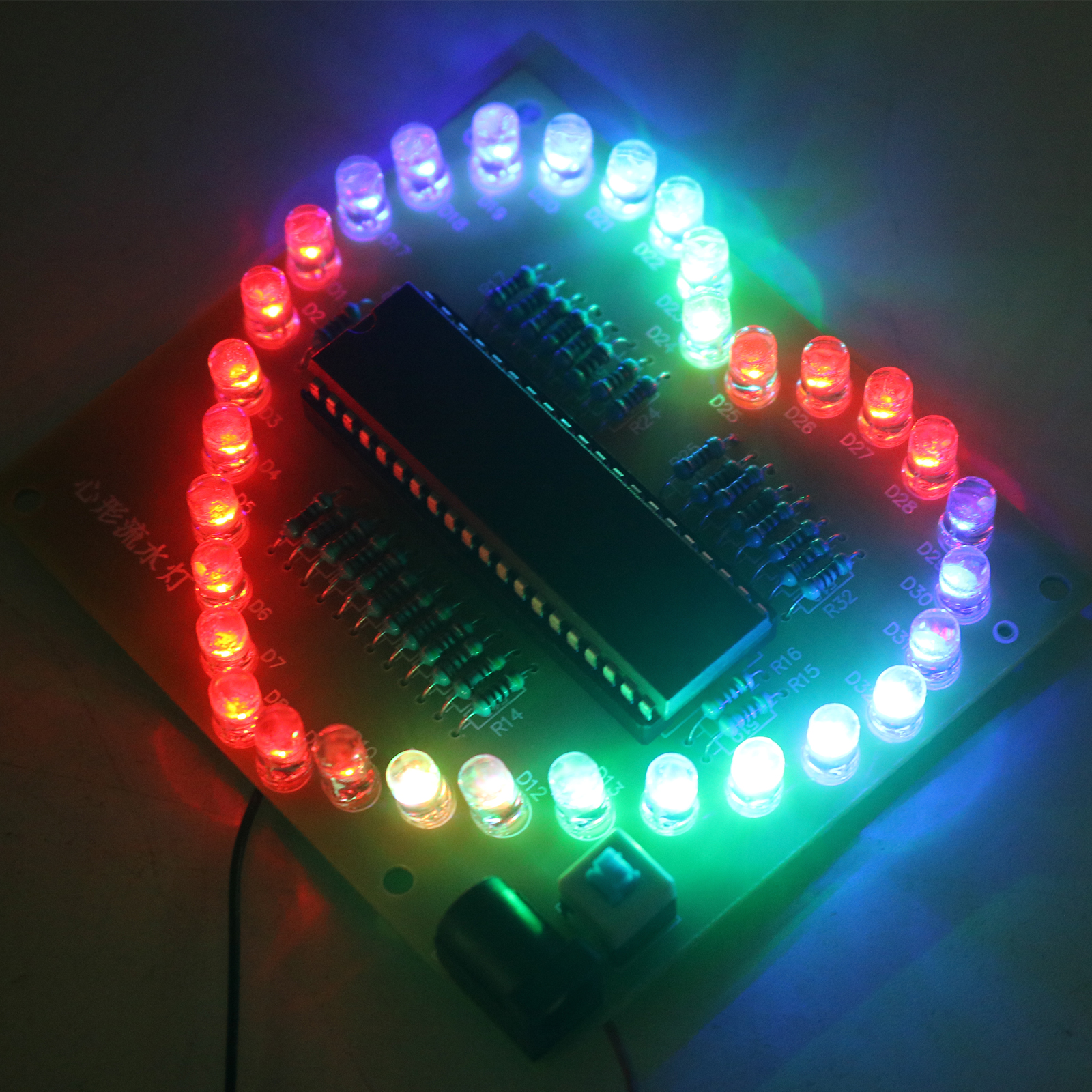 DIY elektronische Kit Herzform bunte Blendung LED RGB-Modul Liebe Wasser Licht stc89c52 51 Single-Chip-Mikro computer für Arduino