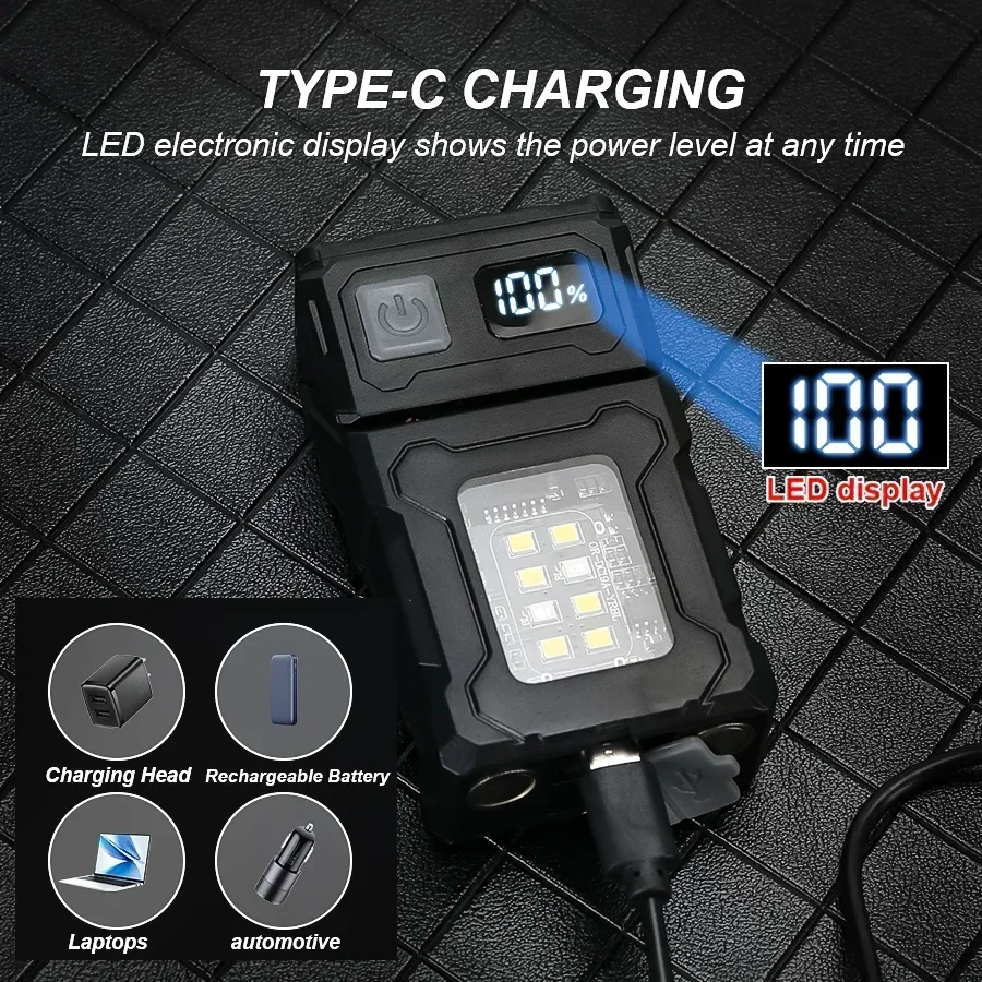 MINI linterna LED recargable por USB, linterna portátil con imán trasero, linterna de Camping superbrillante, luz de emergencia COB lateral