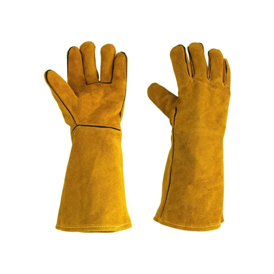 Guantes de trabajo de soldadura ignífugos de piel de vaca Protector de soldadura de Metal a prueba de calor guantes amarillos guantes de soldadura herramientas