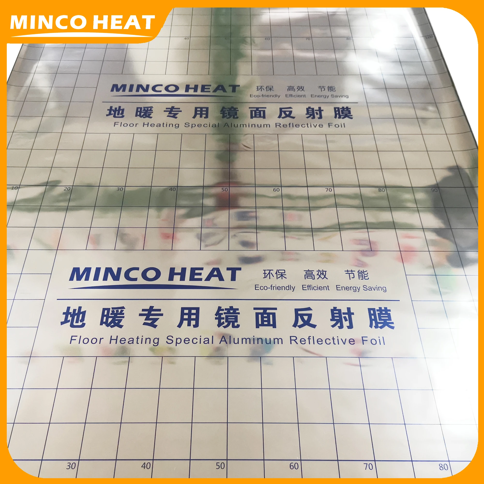 Minco ความร้อนทั้งหมดขนาดกว้าง100ซม.0.06มม.อลูมิเนียมฟอยล์ฉนวนกันความร้อนกระจกสะท้อนแสงสำหรับ Underfloor ร้อนระบบ