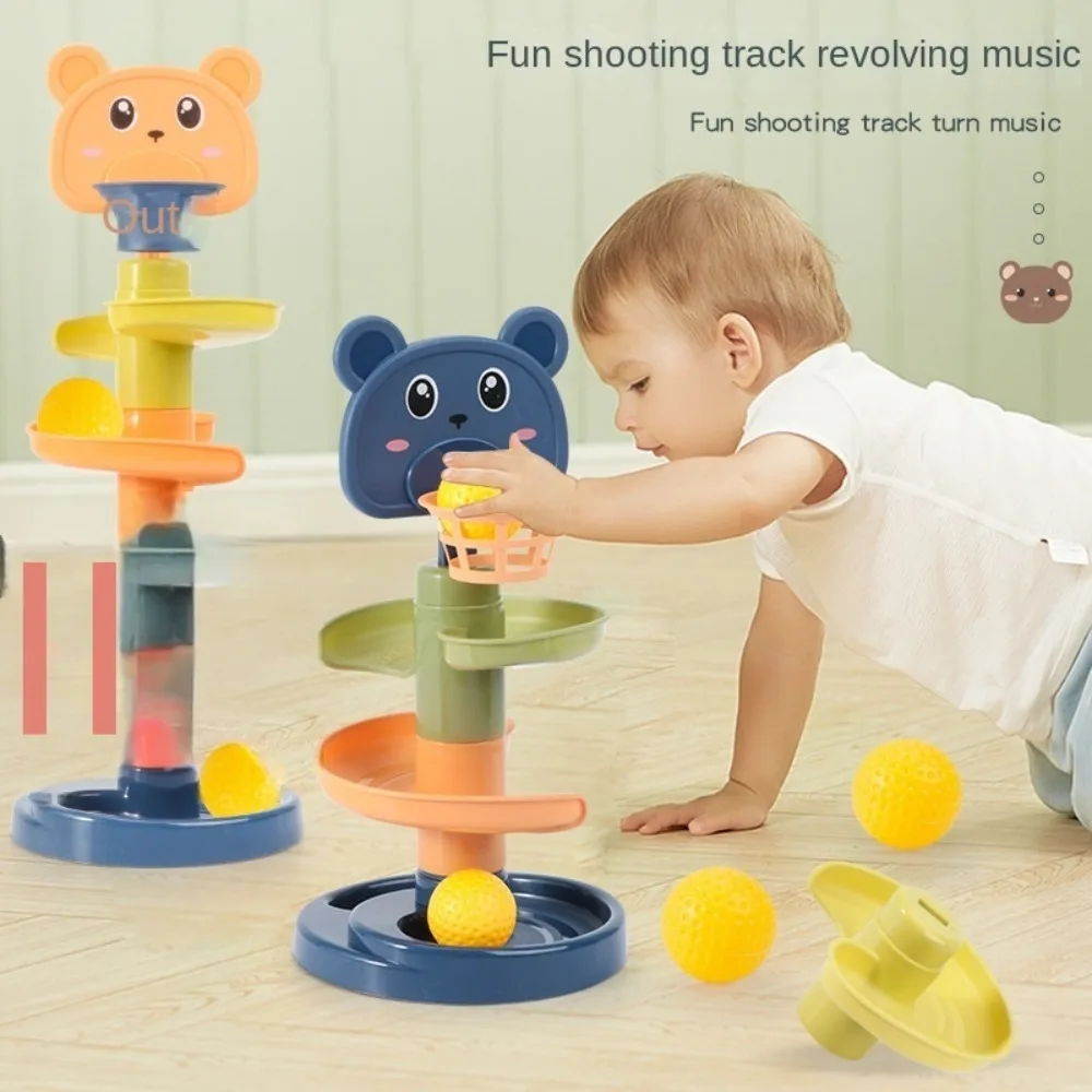 Juguete sensorial Montessori para el desarrollo del bebé, juegos educativos tempranos, pista de apilamiento, torre de bolas rodantes
