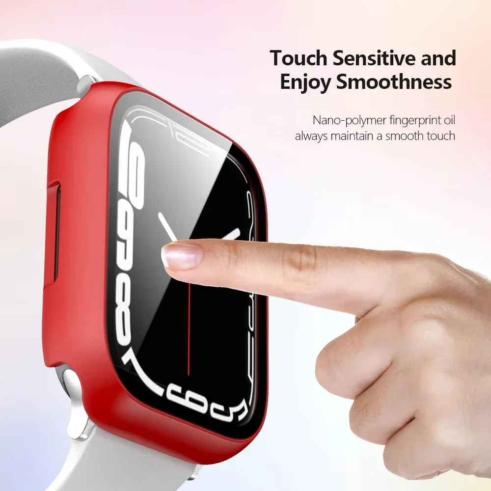 Apple Watch用ガラスとケース,スクリーンプロテクター,バンパー,PCカバー,iwatchアクセサリー,シリーズ3,4,5,se,6,7,8,9,45mm 41mm、44mm、40mm