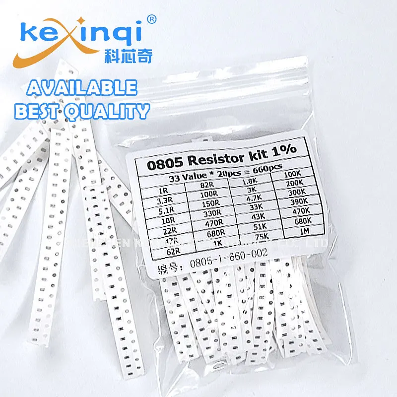 50-4000Pcs Set of Resistors 0603 0805 1206 1210 0402 SMD Resistor Assorted Kit 1R-1M 1% 33 Values X 20PCS  660Pcs Sample
