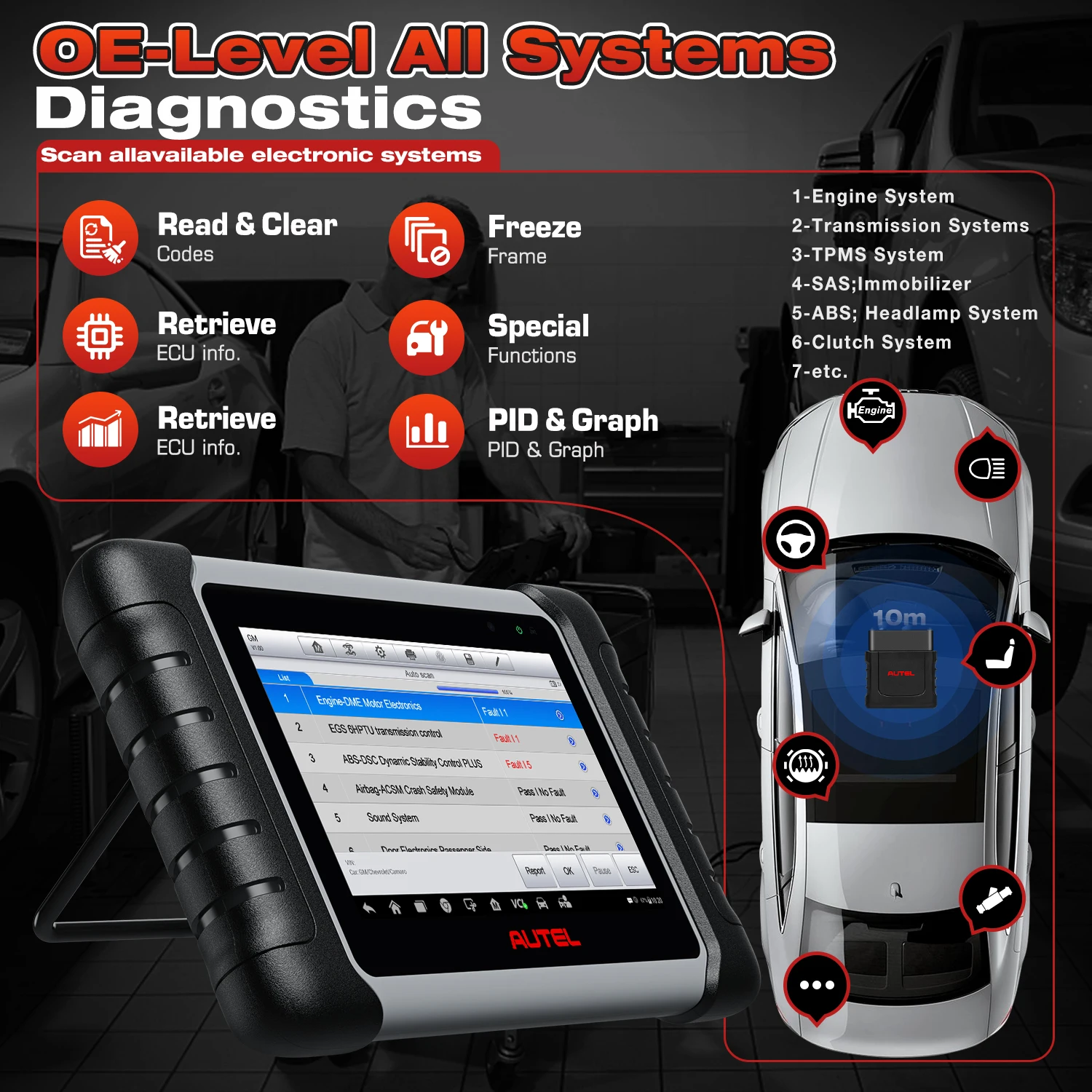 Autel MaxiCOM MK808BT PRO outils de Diagnostic automobile Bluetooth OBD2 Scanner lecteur de Code outil de Diagnostic PK MK808KBT MK808S