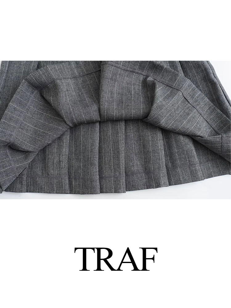 女性用ポケット付きブレザーコート,女性用フィットミニスカート,多用途ジッパー,ファッショナブル,TRAF-2-Piece春