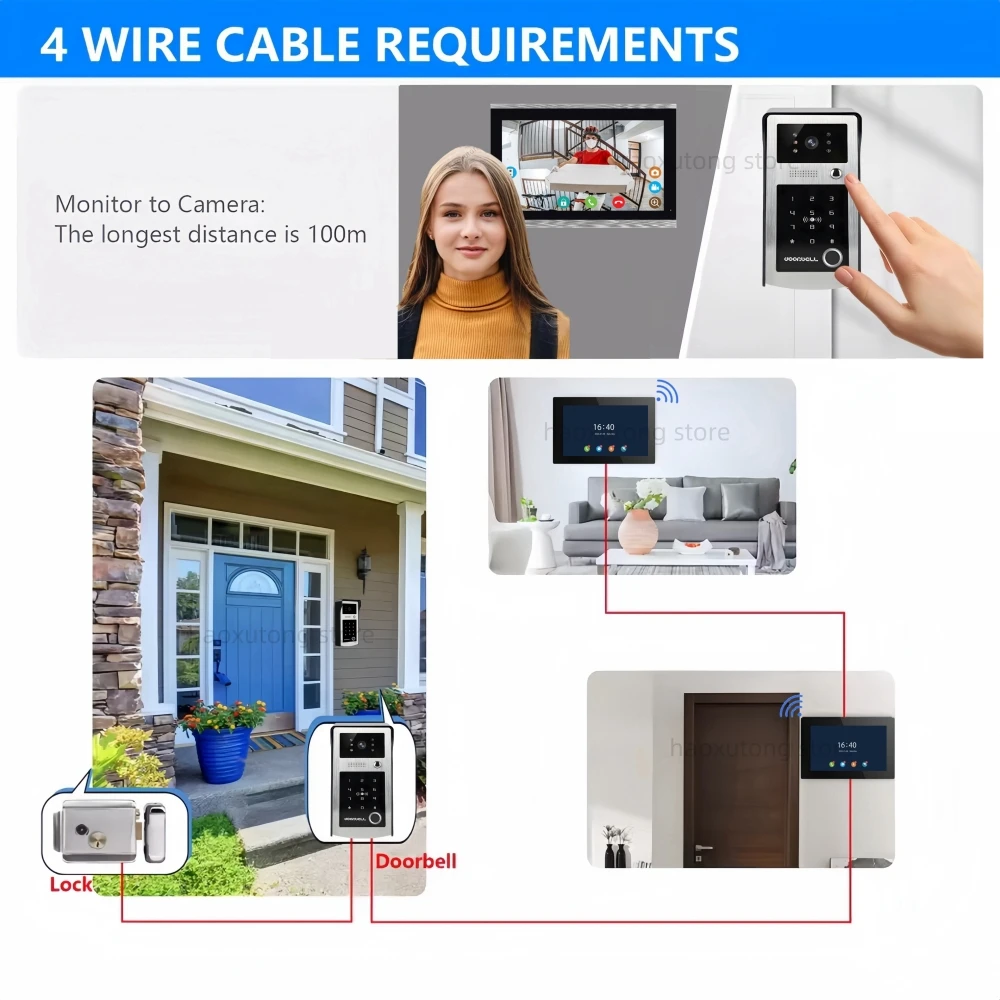 10 Polegada tuya inteligente wifi sistema de intercomunicação vídeo appartment 1080p sem fio campainha câmera rfid desbloquear porta entrada intercom capachor