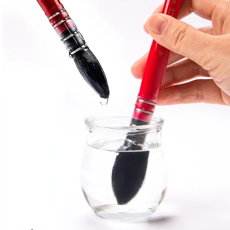 1 Chiếc Sóc Tóc Đỏ Đen Đầu Tròn Chỉ Chổi Lau Nhà Bút Màu Nước Gouache Bàn Chải Nghệ Thuật Móc Dây Chuyền Bút Nhiều các Mô Hình