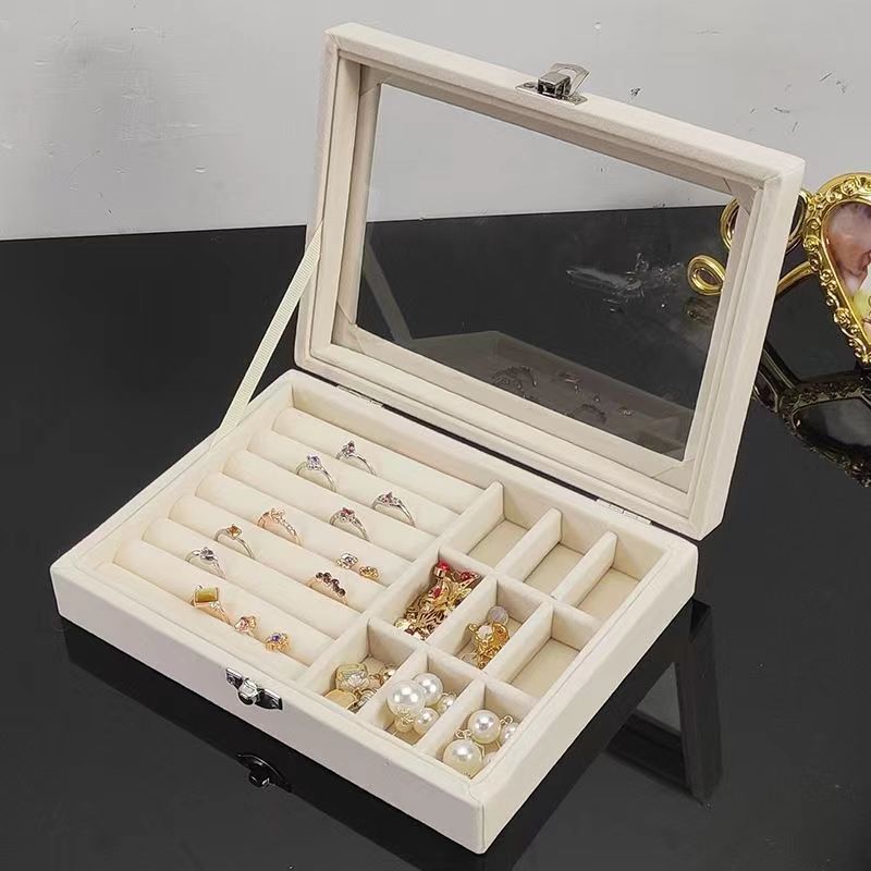 Boîte de rangement de bijoux, organisateur de boucles d'oreilles, bagues et colliers, porte-bijoux Transparent, boîte d'exposition pour la Classification des bijoux